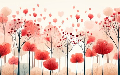Background with cute, beautiful patterns, delicate colors, tree patterns, forests, flowers, tree, wallpaper illustrations.