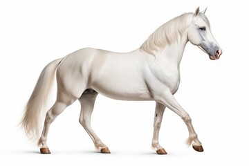white andalusian horse stallion isolated on white background : Generative AI