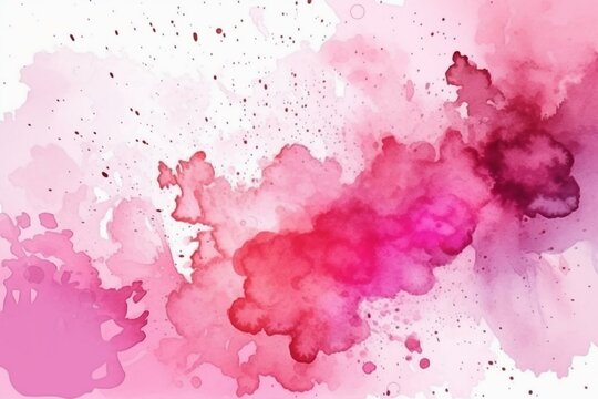 Pink watercolor with a white background, ideal for weddings and various purposes. Generative AI