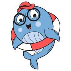 cute whale animal cartoon illustration