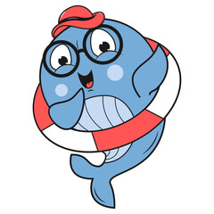 cute whale animal cartoon illustration