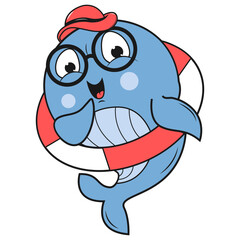 cute whale animal cartoon illustration