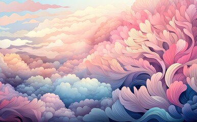 cute pattern background, beautiful, delicate color, wonder, tree patterns, forests, flowers, wallpaper illustrations.