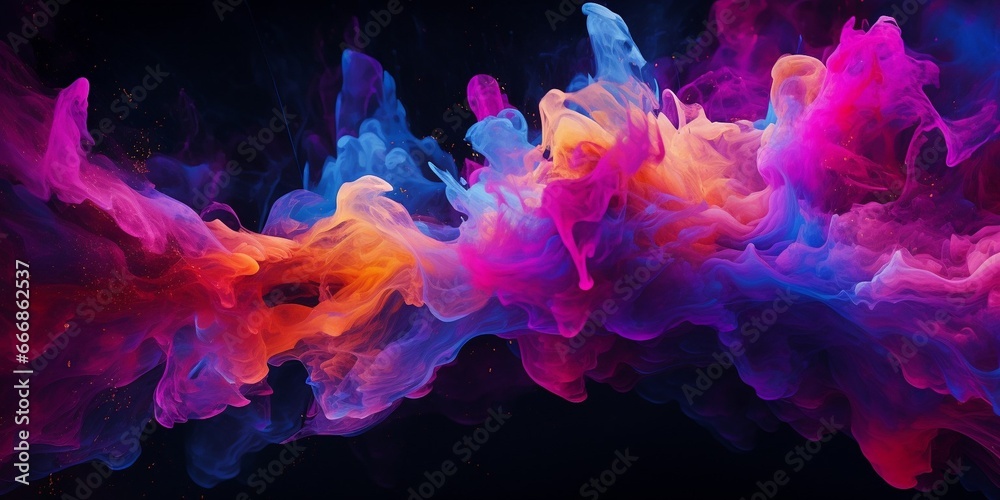 Aufkleber Beautiful abstraction of liquid paints in slow blending flow mixing together gently : Generative AI