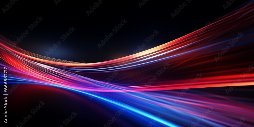 Poster abstract technology banner design. digital neon lines on black background. : generative ai