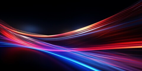 Abstract technology banner design. Digital neon lines on black background. : Generative AI