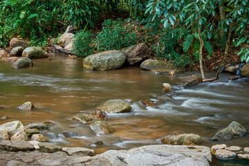 Natural water stream and rocks
