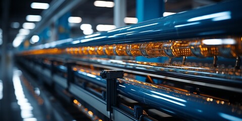 Stainless steel pipes in the factory. Construction on food production, Abstract industry background. : Generative AI