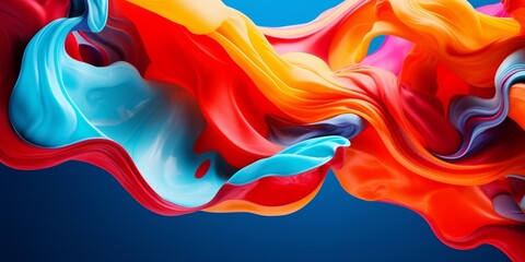 Close-up shot of thick paint of various bright colors flowing down and mixing together : Generative...
