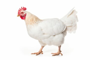 Fototapeta premium Young white hen isolated on white background. : Generative AI