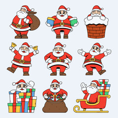 Santa Claus Christmas Vector Set