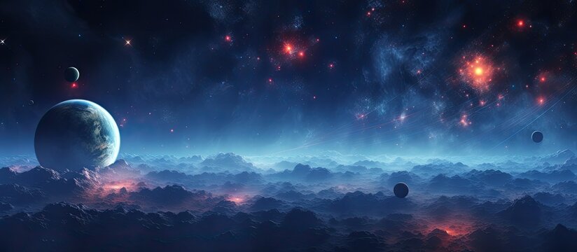 Artificial Intelligence banner showing planets orbiting a star in outer space