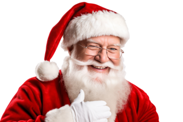 friendly, smiling santa claus 60-yo , half-length portrait, cutout transparent background