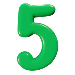 3d green number 5