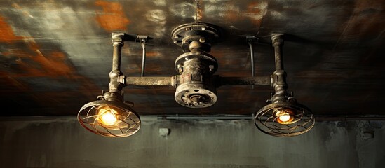 Ceiling mounted sprinkler system in disrepair