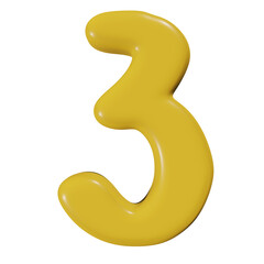 3d yellow number three 3