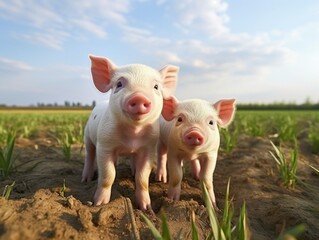 Three little piglets in nature : Generative AI