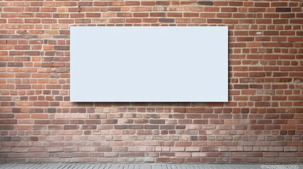 Mockup empty,close up of blank poster ratio 36x24 horizonal orientation on the brick wall