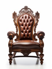 Vintage Throne Chair isolated on White Background : Generative AI