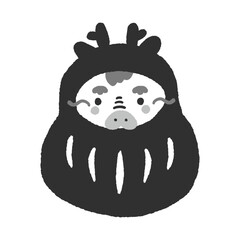 福だるまの着ぐるみを着たかわいい辰 -  2024年/辰年の年賀状素材