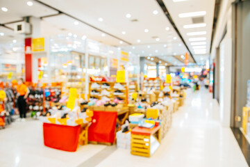 Abstract blurred of people in shopping mall of department store for background