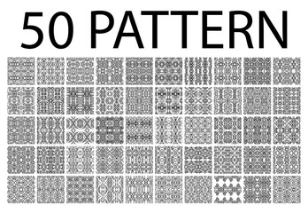 50 Collection of seamless ornamental vector patterns and swatches. White and black oriental backgrounds.