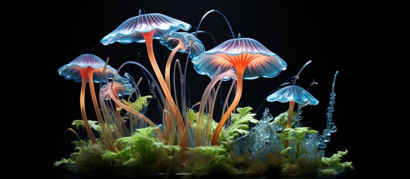 Extraterrestrial plant isolated on black background Artificial Intelligence rendering
