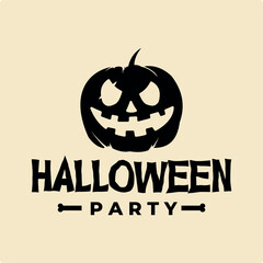 halloween pumpkin logo design vector illustration