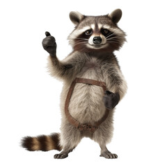 A raccoon giving a thumbs up isolated on transparent  background,generative ai