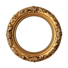 Antique gold oval frame isolated on transparent background for art display