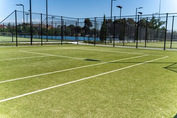 synthetic tennis court at a tennis court in summer in australia