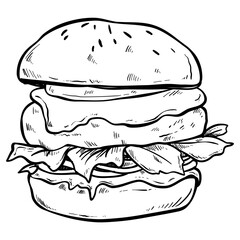burger restaurant object hand drawn