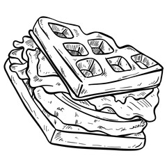 Fototapeta premium waffles restaurant object hand drawn