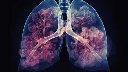 A male lung cancer biopsy respiratory system in x-ray. - obrazy, fototapety, plakaty
