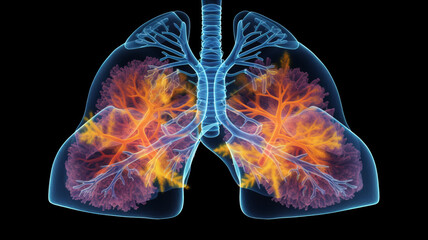 A male lung cancer biopsy respiratory system in x-ray. - obrazy, fototapety, plakaty