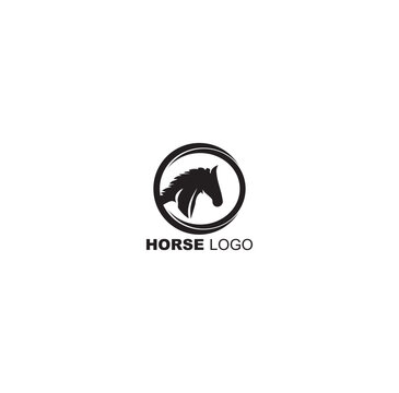 Black horse head silhouette logo illustration