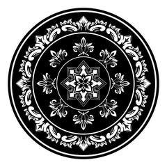 Floral Mandala Pattern Vector Black And White