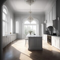 interior design, empty kitchen, mansion, Generative AI