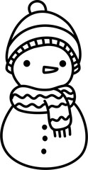Cute Snowman wearing Hat and Scarf Doodle