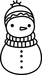 Cute Snowman wearing Hat and Scarf Doodle