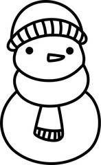 Cute Snowman wearing Hat and Scarf Doodle