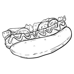 hotdog fast food handdrawn illustration 