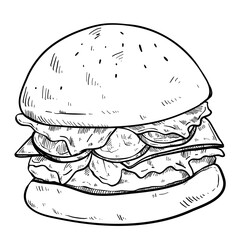 hamburger fast food handdrawn illustration 