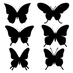 Butterfly silhouette set vector illutration