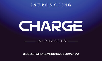 CHARGE Modern abstract digital alphabet font. Minimal technology typography, Creative urban sport fashion futuristic font and with numbers. vector illustration.
