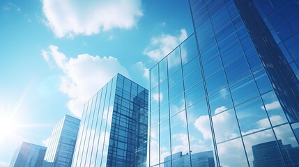 Fototapeta na wymiar Skyline financial district, CBD urban cityscape and blue sky reflection