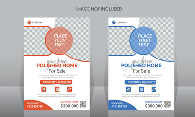 Simple Real Estate Flyer Layout,Real Estate Flyer with color Accents ,Real estate business marketing social media banner post template. Modern & luxury property, home or house sale advertising poster. - obrazy, fototapety, plakaty