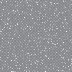 Xmas and New Year pattern with falling snowflakes on transparent background. Vector