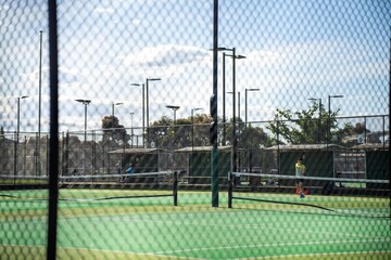 synthetic tennis court at a tennis court in summer in australia