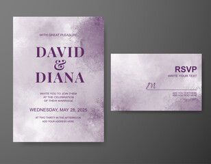 Wedding invitation with abstract watercolor background